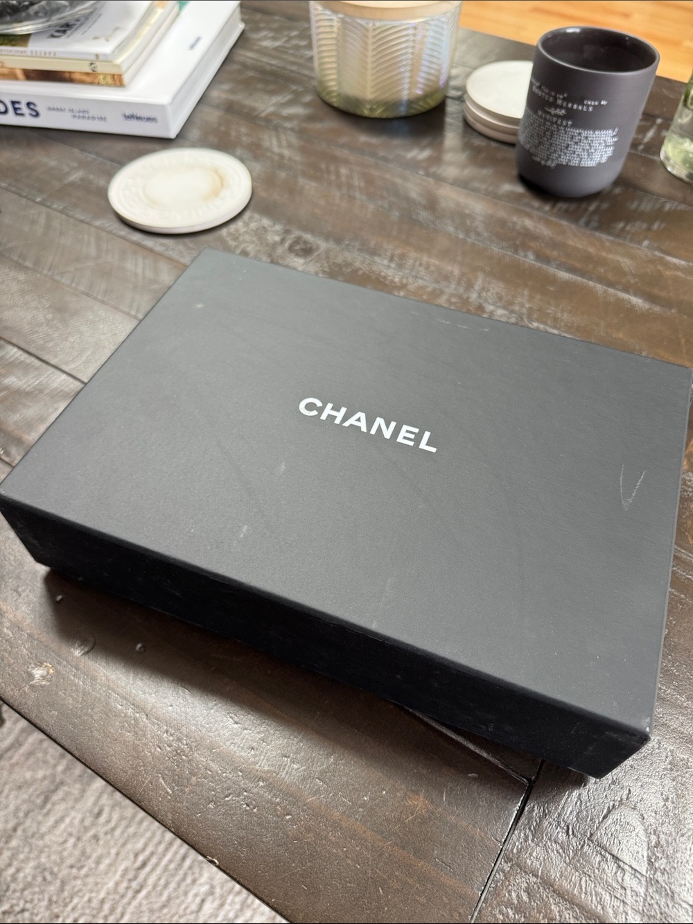 CHANEL Black Box with White Logo Luxury Gift Box